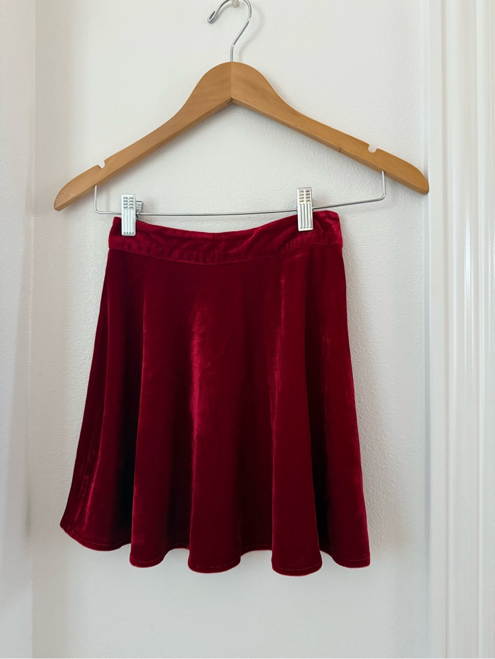 Velvet A-Line Lady Skirt in Red, Size - XS
